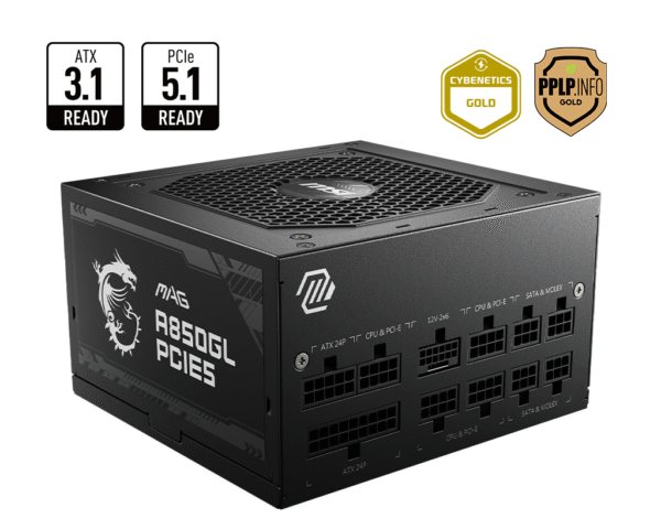 Fuente MSI MAG A850GL 850W 80 Plus Gold Full Modular PCIE 5.1 / ATX 3.1 (4253)