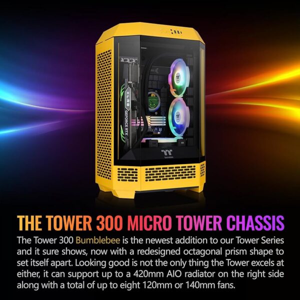 Gabinete TT The Tower 300 Mid-Tower TG x3 Fan x2 Bumblebee (1105) - Imagen 4